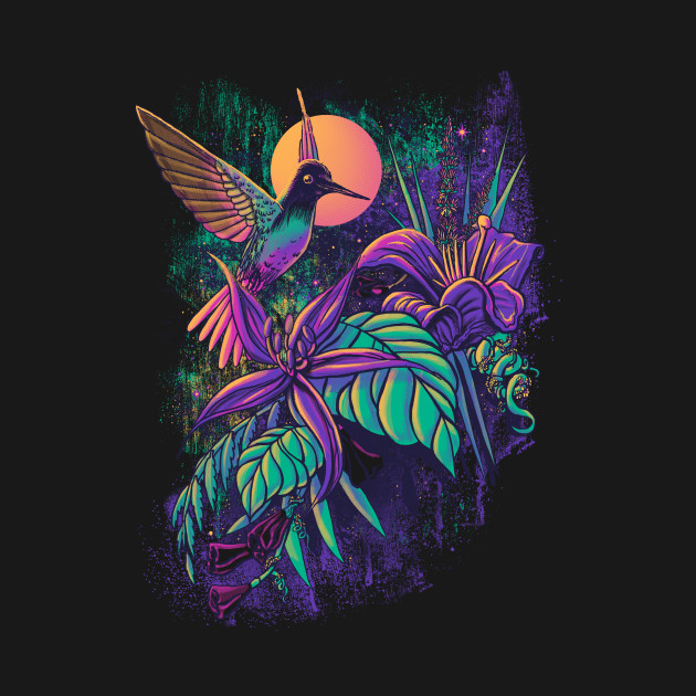 Discover Purple Garden - Birds Illustration - T-Shirt