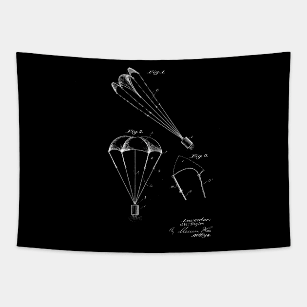 Parachute Vintage Patent Drawing Tapestry by TheYoungDesigns