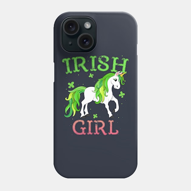 Irish Girl Leprechaun Unicorn T-Shirt St Patricks Day Kids Phone Case by 14thFloorApparel