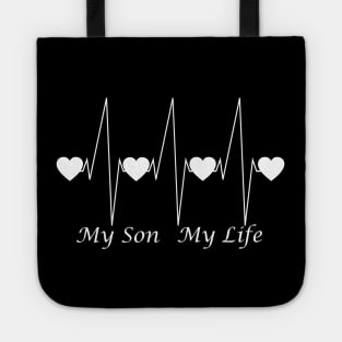 I Love My Son My Life Heartbeat Tote