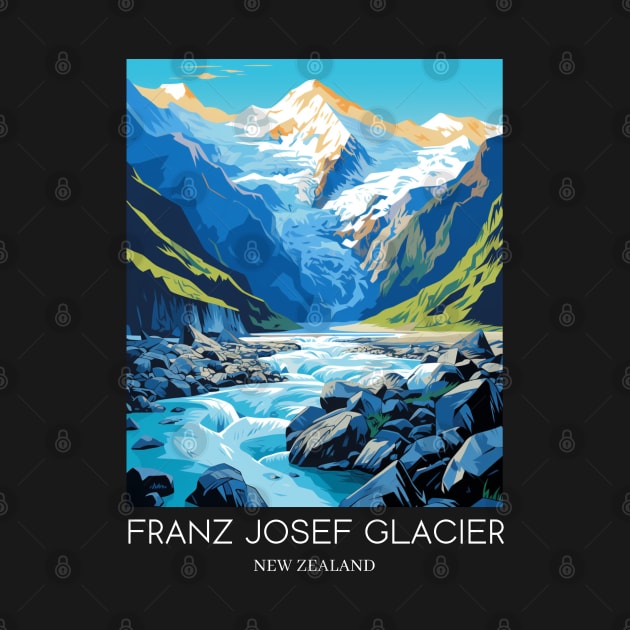 A Pop Art Travel Print of the Franz Josef Glacier - New Zealand by Studio Red Koala