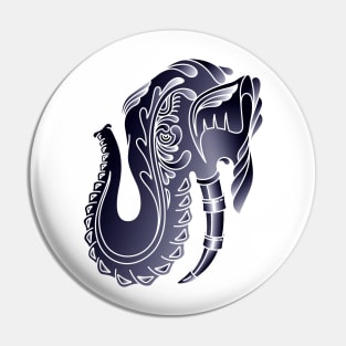 Decorative Elephant Head Side Profile Illustration Pin