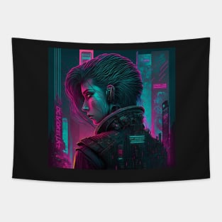 Cyberpunk woman android cyborg Tapestry