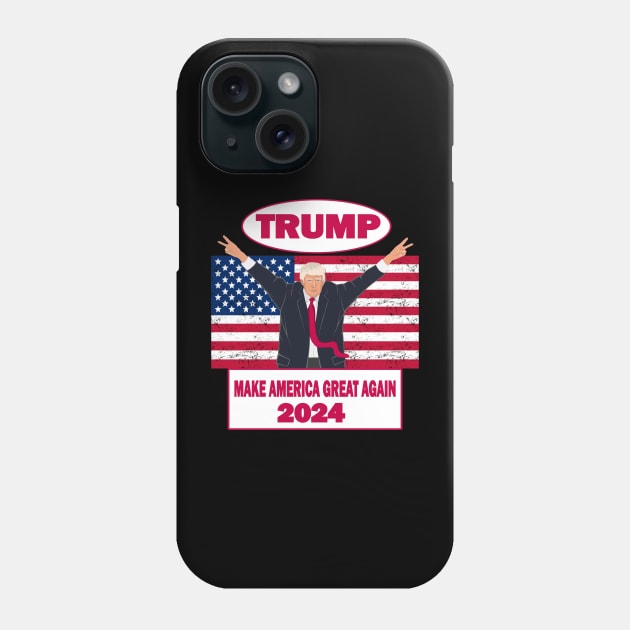 Trump Political 2024 Presidential Campaign America Flag Phone Case by DesignFunk