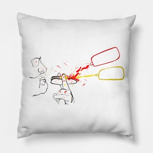 Hotdog addict - smoking hotdog - line art Pillow