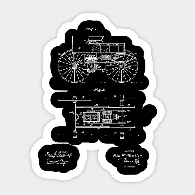 Electric Car Vintage Patent Drawing Car Sticker Teepublic