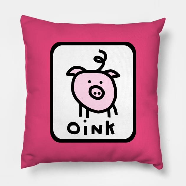 Self Portrait Pig For Cute Animals Pillow by ellenhenryart