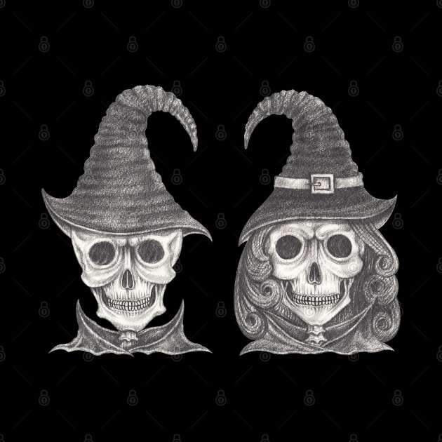 Couple witch and wizard skull. by Jiewsurreal