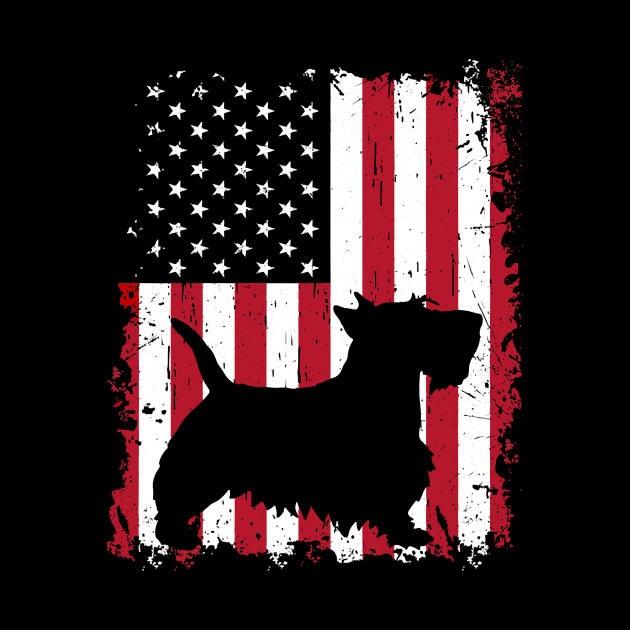 Dog Scottish Terrier Dog USA Flag Patriotic 4th of July 722 paws by Olegpavlovmmo