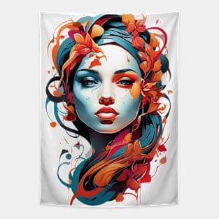 Women with Flowers in Her Hair: Blooming Beauty - Colorful Tapestry