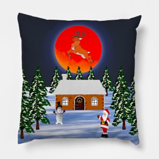 Christmas santa at home with fawn Pillow