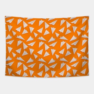 Paper Planes Pattern | White Orange Tapestry