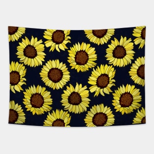 Sunflowers are the New Roses! - Navy - Pattern Tapestry