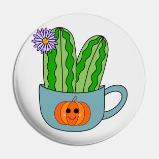 Cute Cactus Design #128: Cute Cacti With A Pretty Flower In Halloween Mug Pin