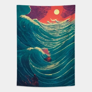 Great Waves Under the Sunset Tapestry