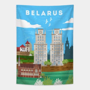 Minsk, Belarus.Retro travel poster Tapestry