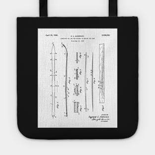 Skiing Skis Patent - Skier Ski Lodge Chalet Art - White Tote