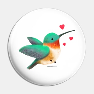 Ruby Throated Hummingbird in love Pin