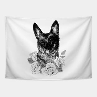 Portrait of a German Shepherd Tapestry