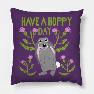 Have a Hoppy Day Floppy Eared Bunny Graphic Pillow