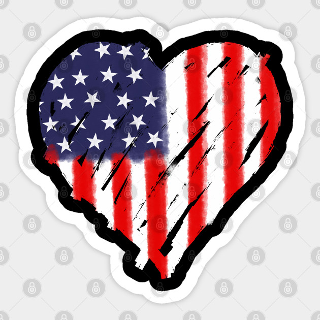 American Flag Heart Abstract 4th Of July Gift 4th Of July Sticker Teepublic