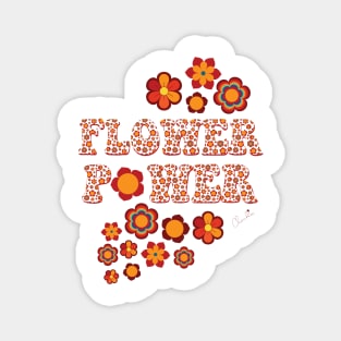 White Multicolor Flower Power Seamless Repeat Pattern Magnet
