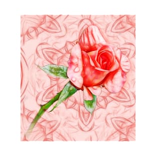 Pink rose on elegant kaleidoscope T-Shirt