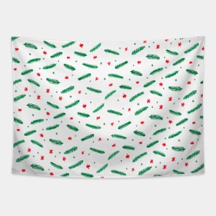 Christmas branches and stars - green and red Tapestry