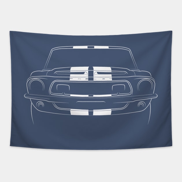 1968 Ford Mustang GT 500 - front stencil, white Tapestry by mal_photography