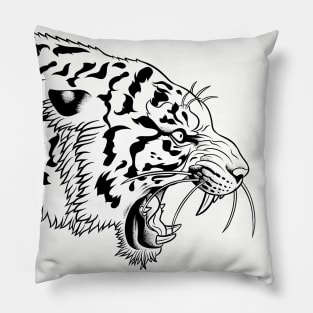 Angry tiger with India ink Pillow