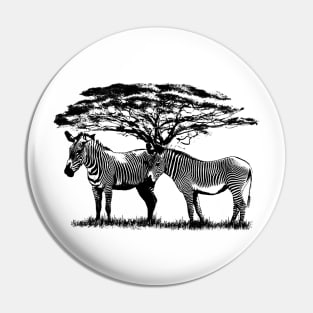 Zebras with tree in Kenya / Africa Pin