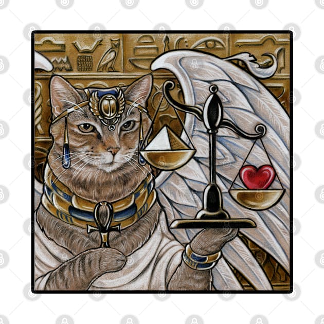 Egyptian Cat With Scale - Black Outlined Design by Nat Ewert Art