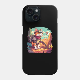 Happy Cute Adventure Cat Born to Explore - Cat Travel Phone Case