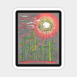 Cactus and sun vector illustration Magnet