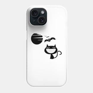 Vintage Scary Halloween Black Cat bats & Moon Phone Case