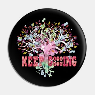 Keep going inspiring growing tree graphic, gym workout fitness hiking motivational, Women Men Pin