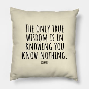 The-only-true-wisdom-is-in-knowing-you-know-nothing.(Socrates) Pillow