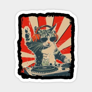 Cool DJ Cat, Funny Cat with Headphones, Stylish Cat Lovers, Unique DJ Cat Kitty Magnet