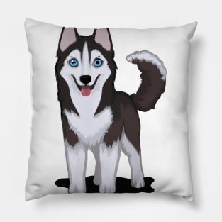 Cute Siberian Husky Drawing Pillow