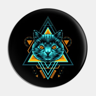 Cat Sacred Geometry Pin