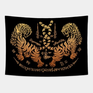 Sak Yant Muay Thai Tigers Tapestry