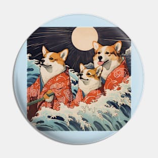 Corgis in Kimonos - Ocean Pin