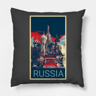 Moscow Russia in Shepard Fairey style design Pillow