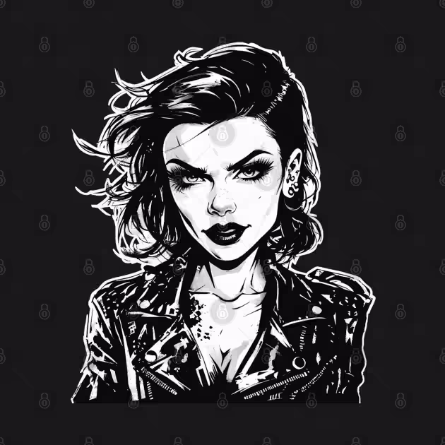 Fierce Woman with Edgy Hair in Punk Rock Style T-Shirt - Punkchline - TeePublic