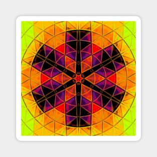 Mosaic Mandala Flower Red Purple and Orange Magnet