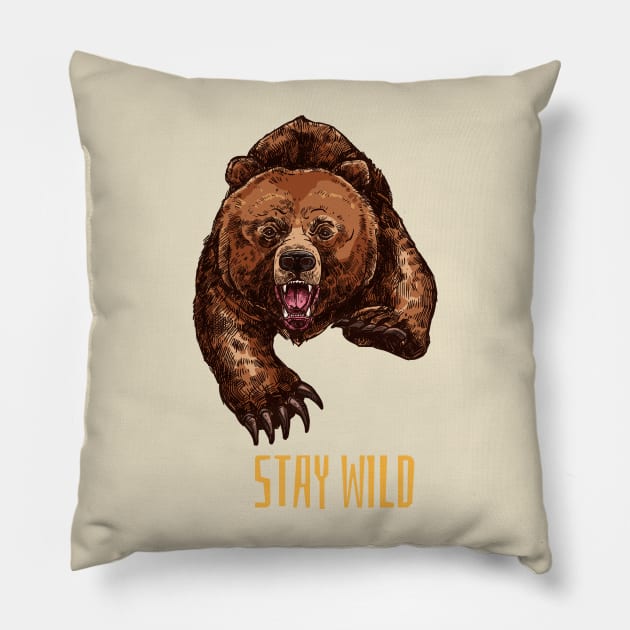 Stay wild-teddy bear Pillow by TheDesigNook