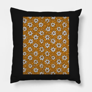 Batik Florals in Mustard and GrayTones Pillow