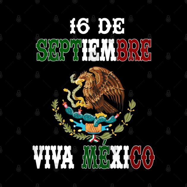 Playera16 de Septiembre con Escudo de Mexico Fiestas Patrias Independencia de Mexico by soccer t-shirts