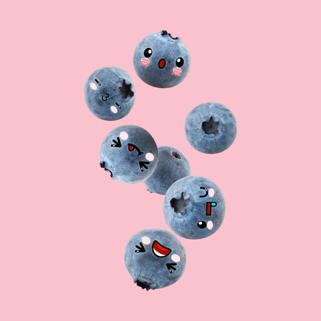 Cute Japanese Blueberries - Anime Style Kawaii Food by PerttyShirty