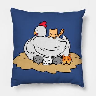 Mother Hen with Kittens Pillow